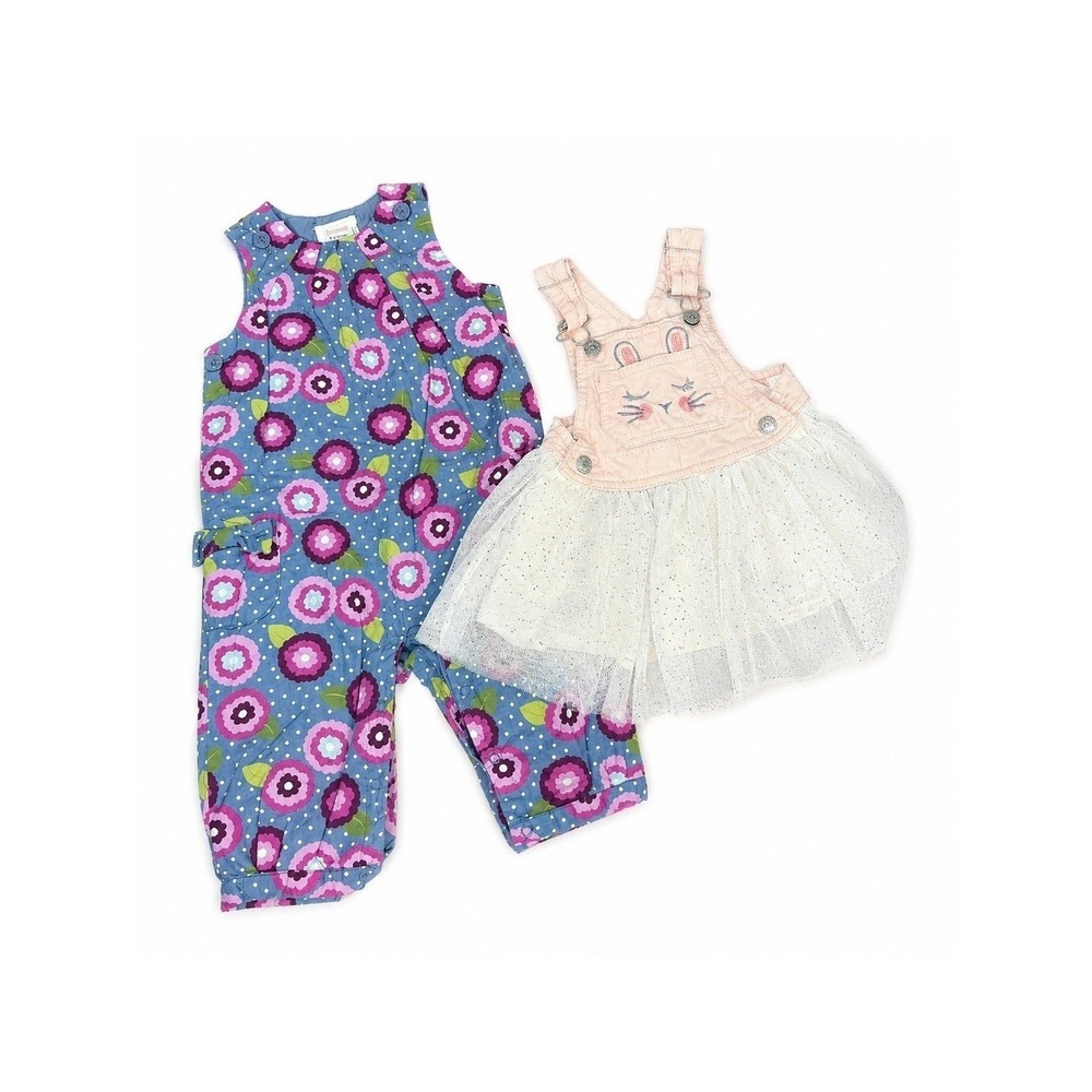 Gymboree OshKosh Romper Dress Baby Girls 12M Pink Blue Floral Bunny Tutu Bundle